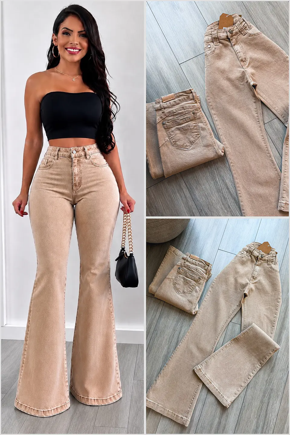 Jeans flare beige  1