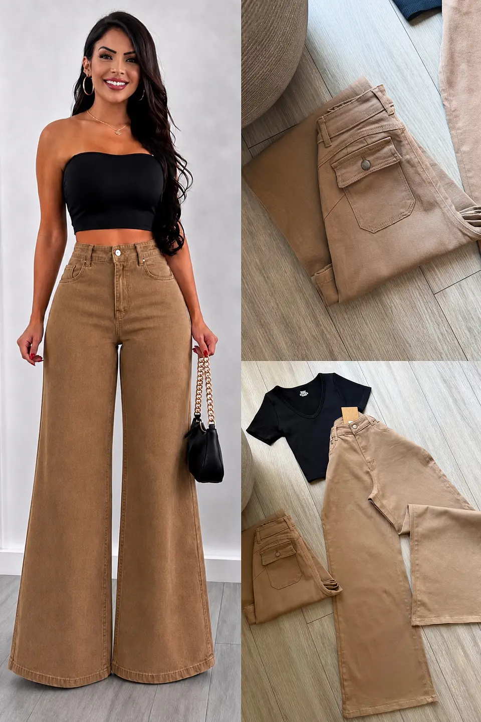 Jeans wide leg camel  1