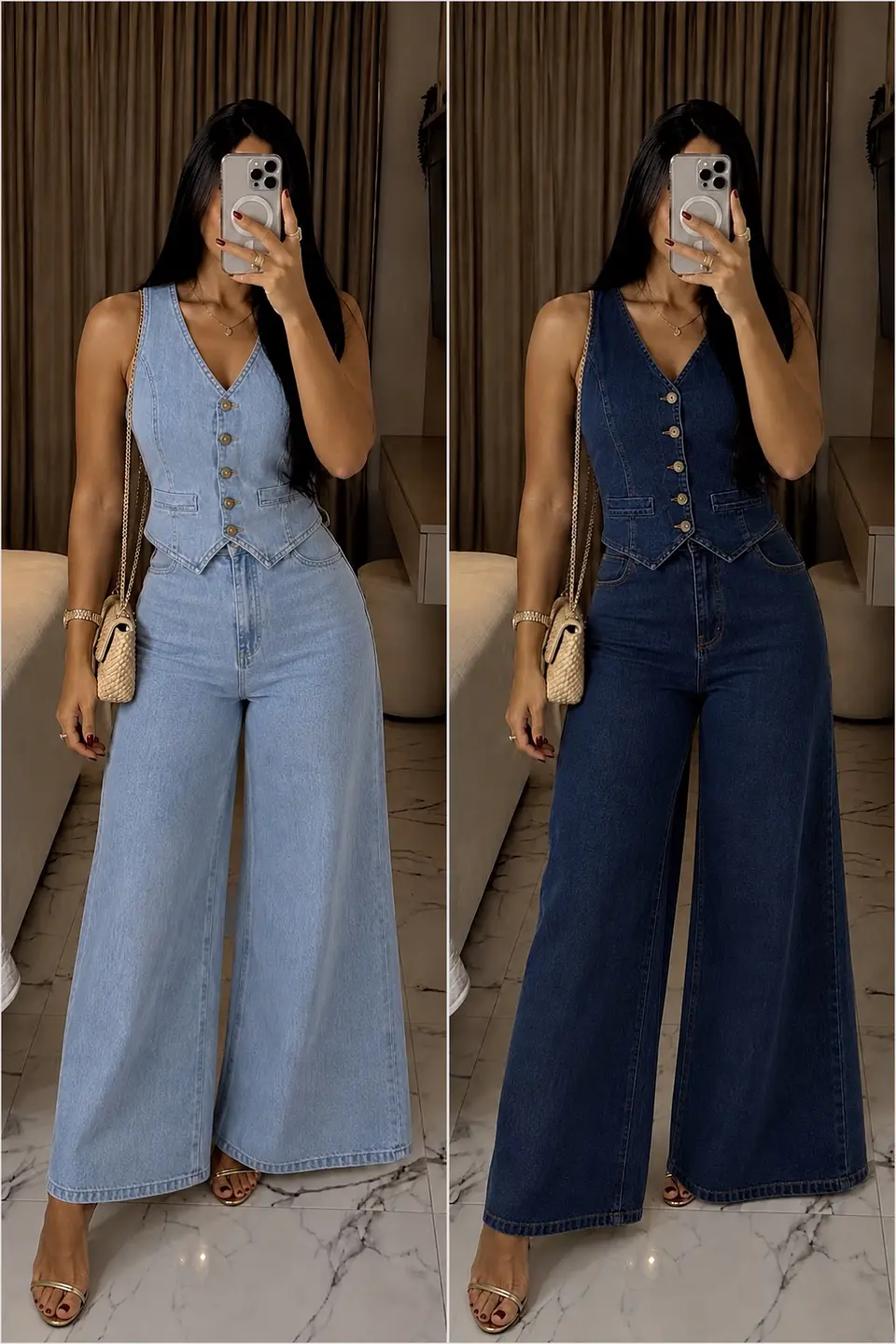 Conjunto de jeans en V 1