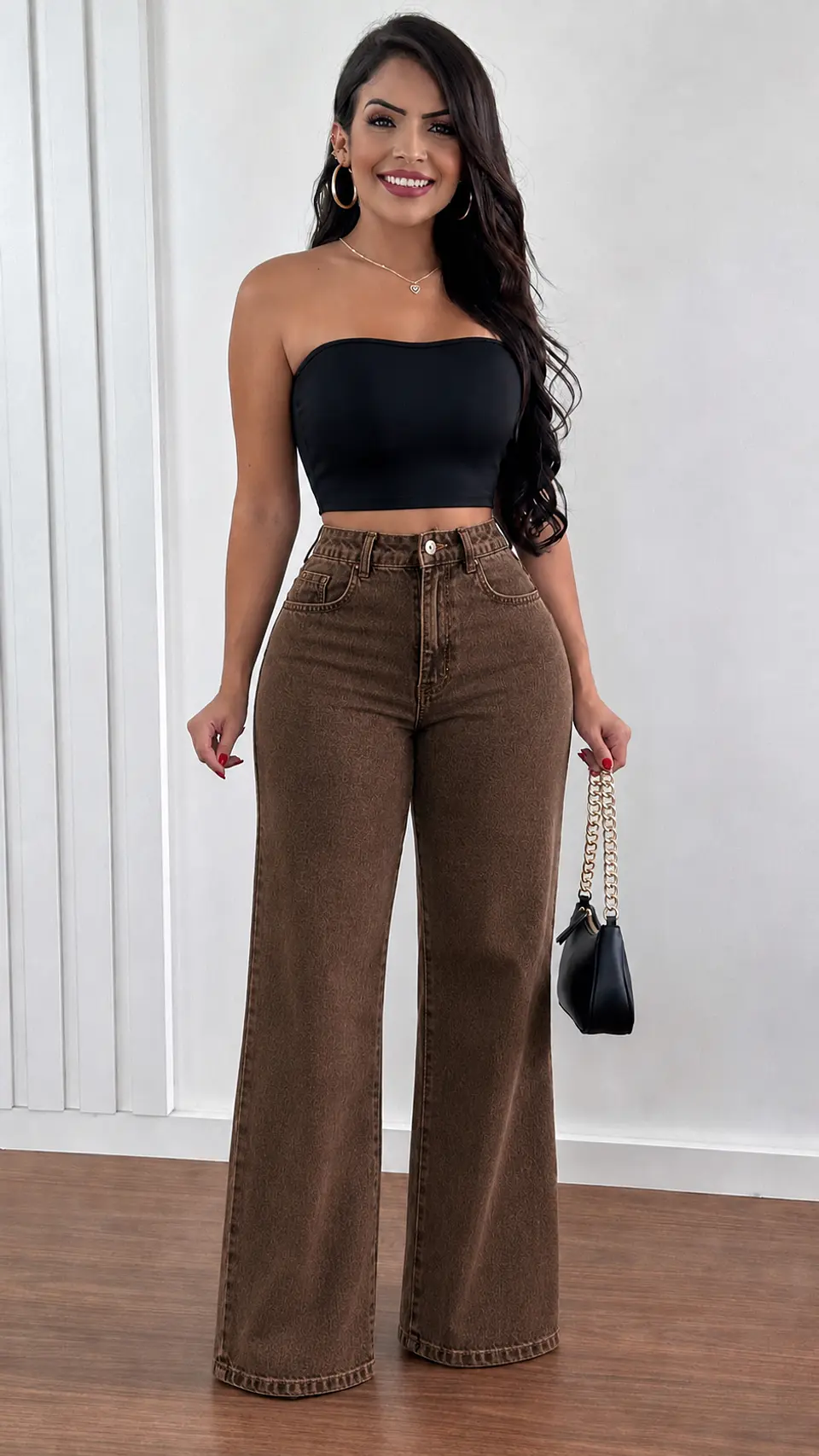 Jeans Wide Leg café  2