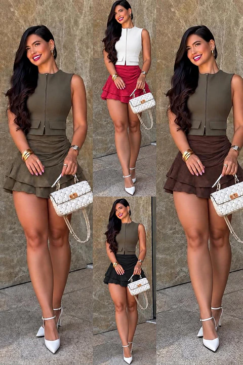 Falda short simil gamuza 