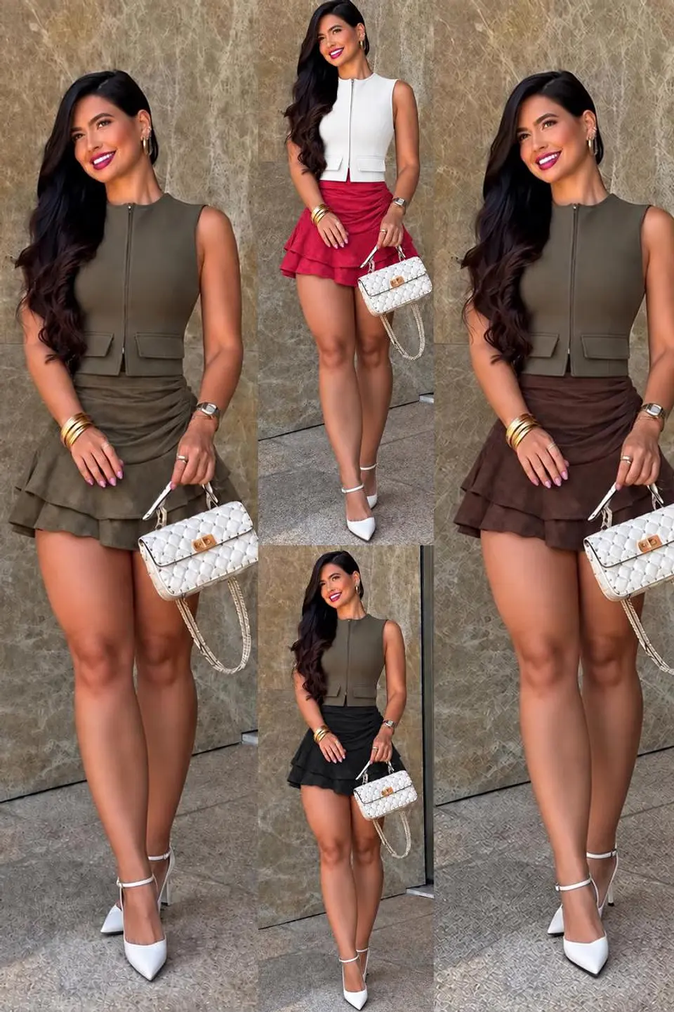 Falda short simil gamuza  1