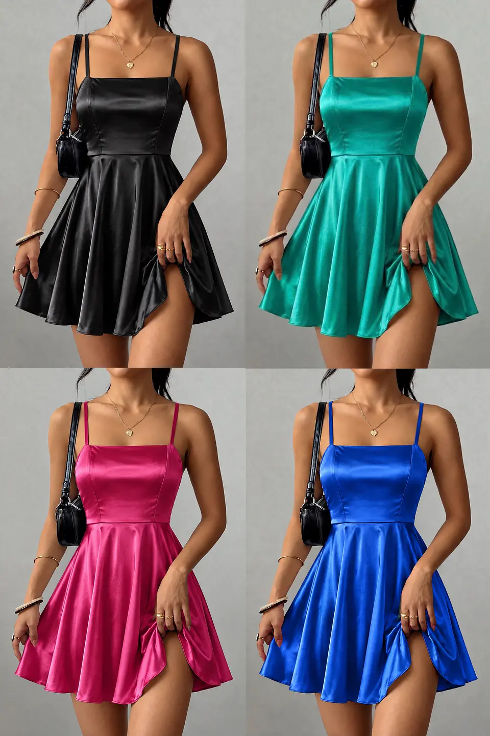 Vestido satinado acampando  1