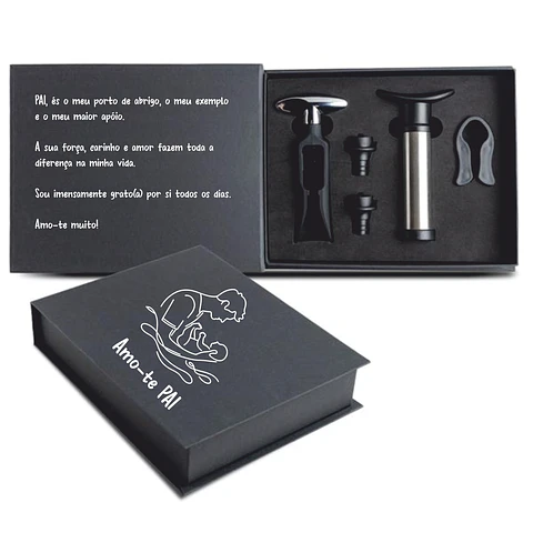 Set de Vinho Premium "Amo-te Pai"