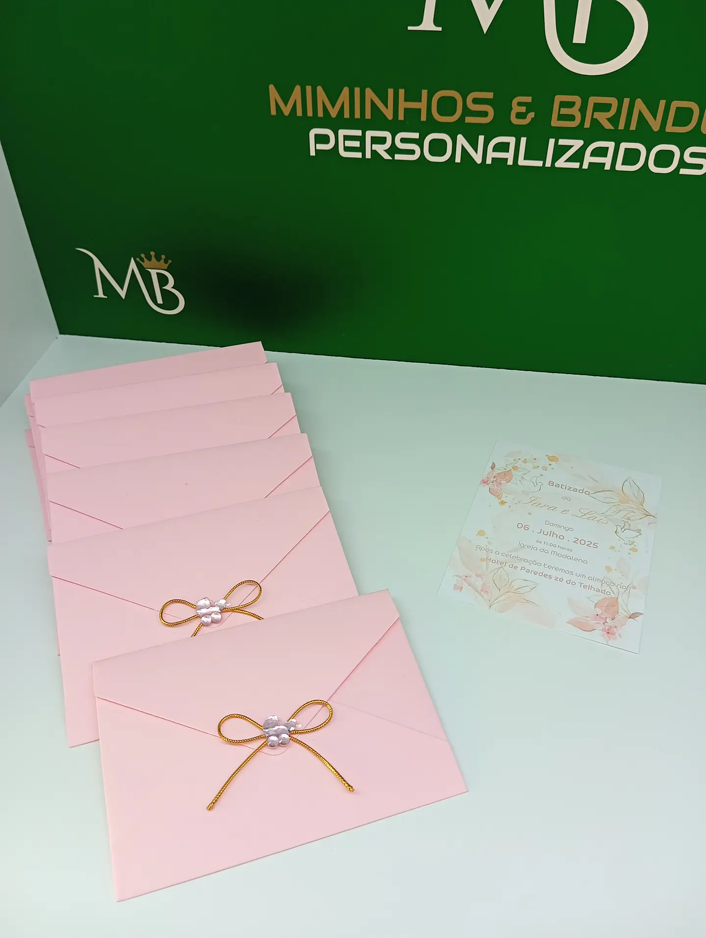 Convite Batizado rosa  4