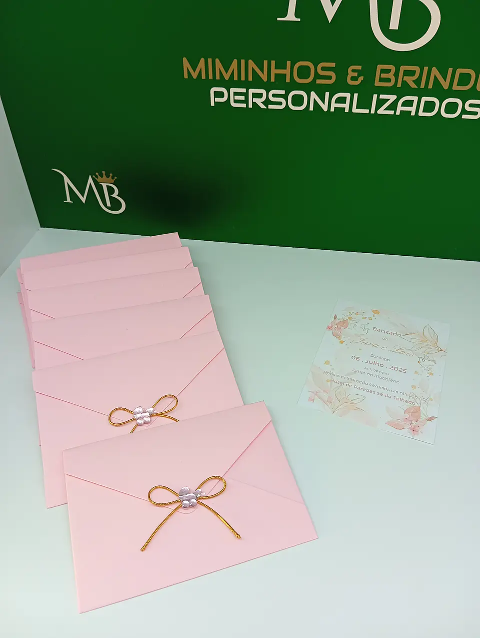 Convite Batizado rosa  4