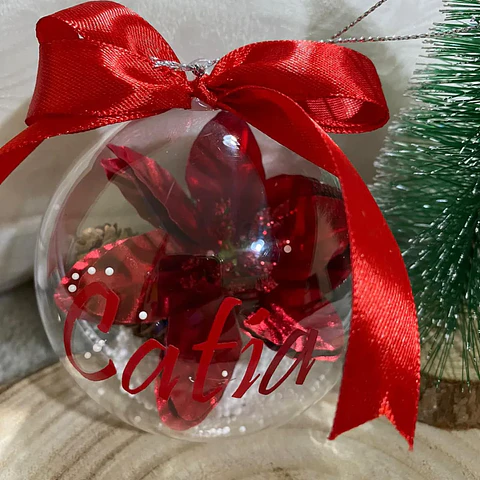 Bola Natal Acrílico Nome  Vermelho