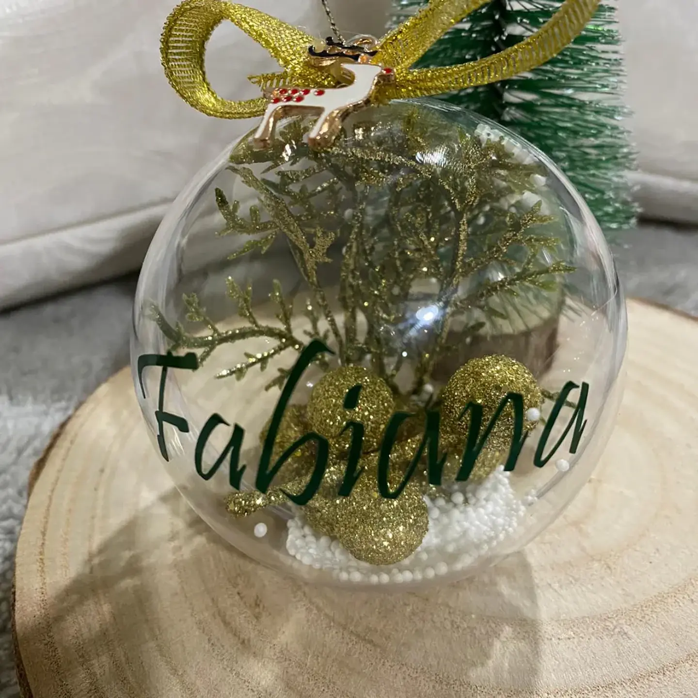 Bola Acrílico Natal Nome Verde 1 1