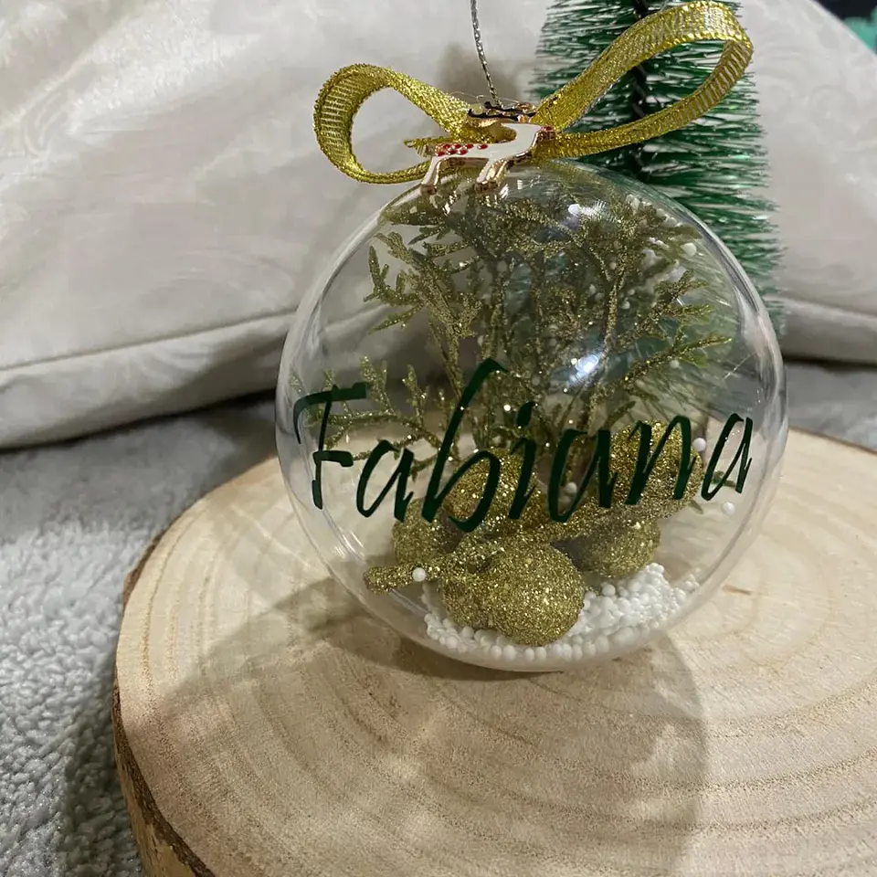 Bola Acrílico Natal Nome Verde 1 2