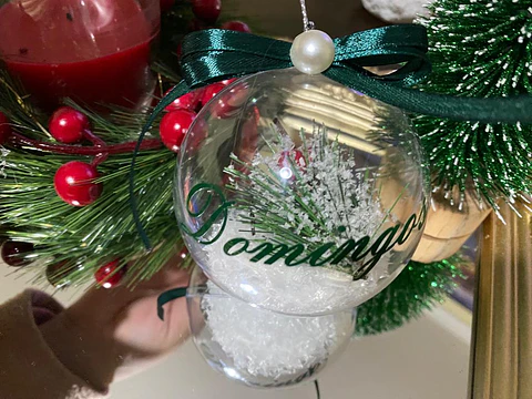 Bola Natal Acrílico Nome Verde 2