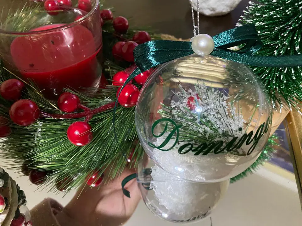 Bola Natal Acrílico Nome Verde 2 3