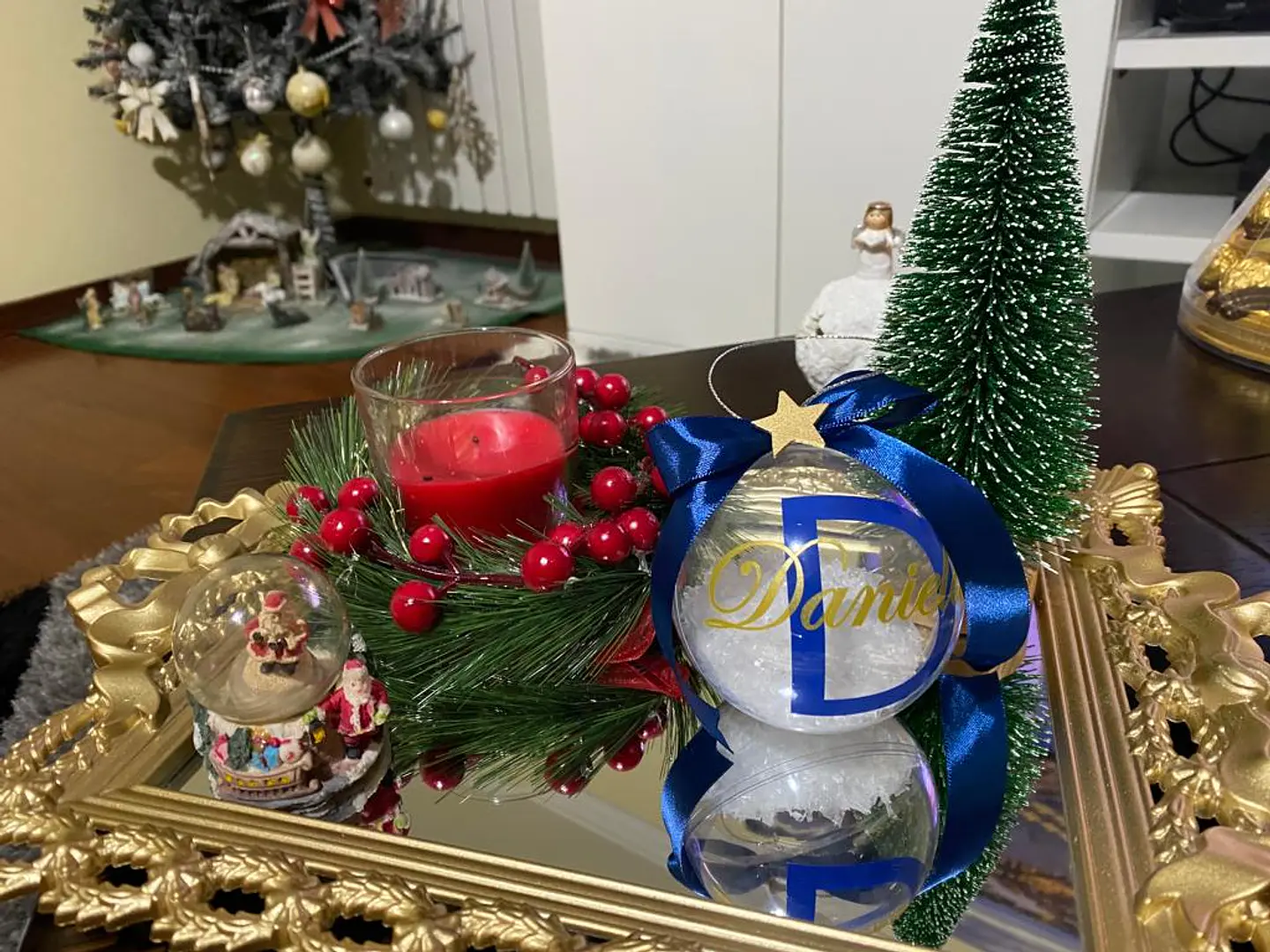 Bola Natal acrílico Nome  Azul 1 4