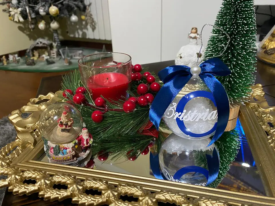 Bola Natal Acrílico Nome Azul 2 3