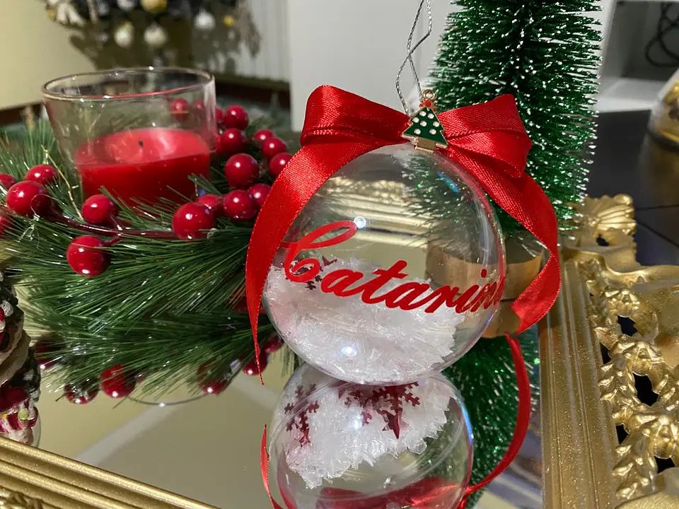 Bola Natal Acrílico Nome Vermelho 2 1