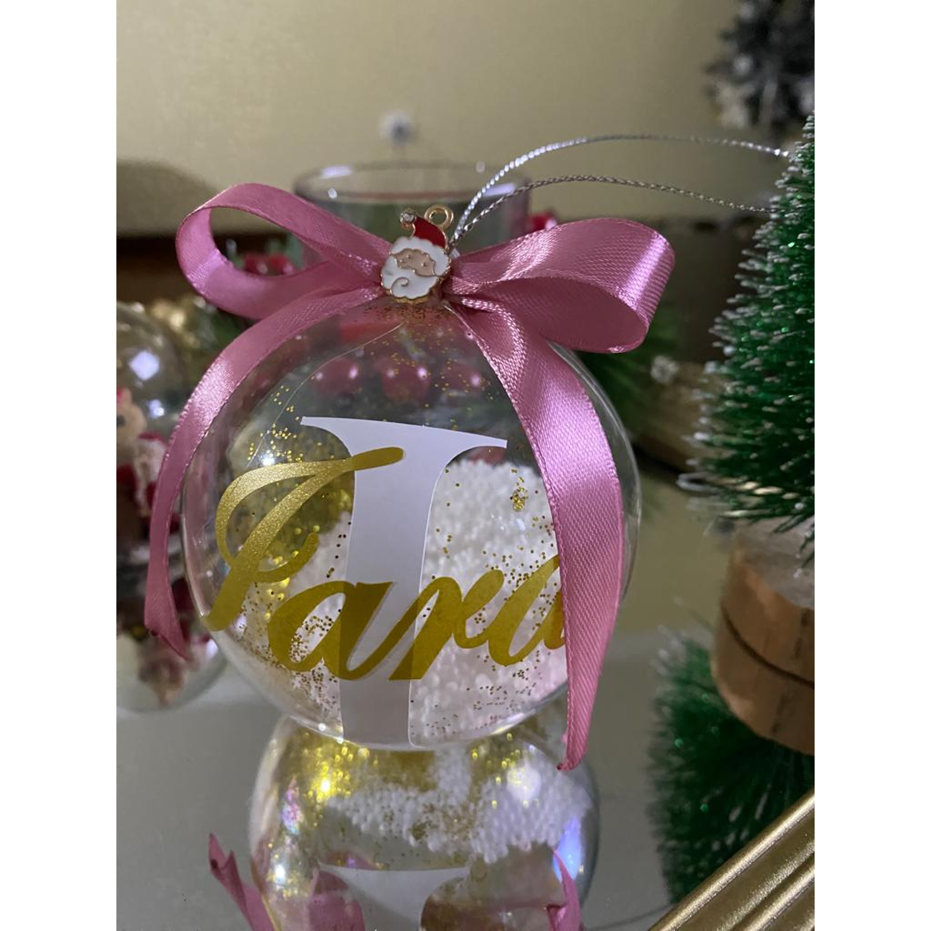 Bola Natal Acrílico Nome Rosa 1 1