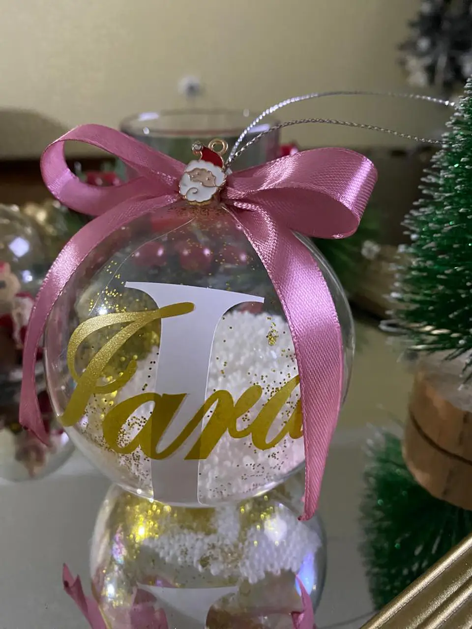 Bola Natal Acrílico Nome Rosa 1 1