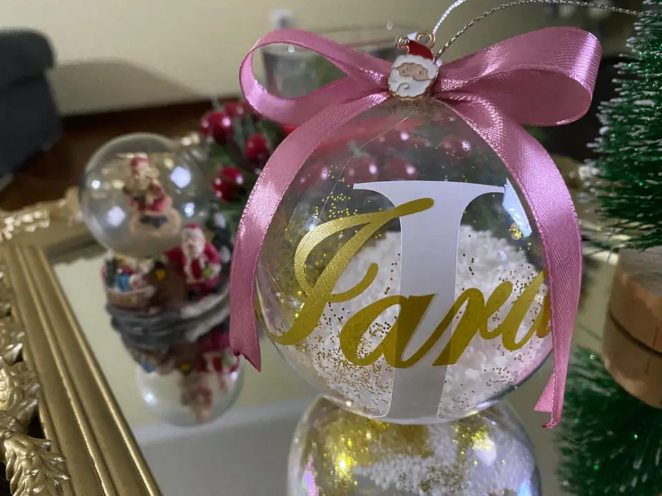 Bola Natal Acrílico Nome Rosa 1 2