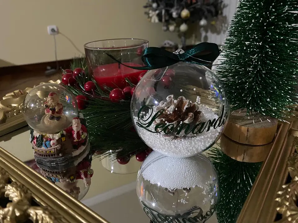 Bola Natal Acrílico Nome Verde 3 2