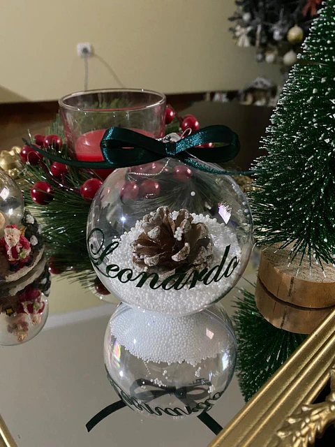Bola Natal Acrílico Nome Verde 3