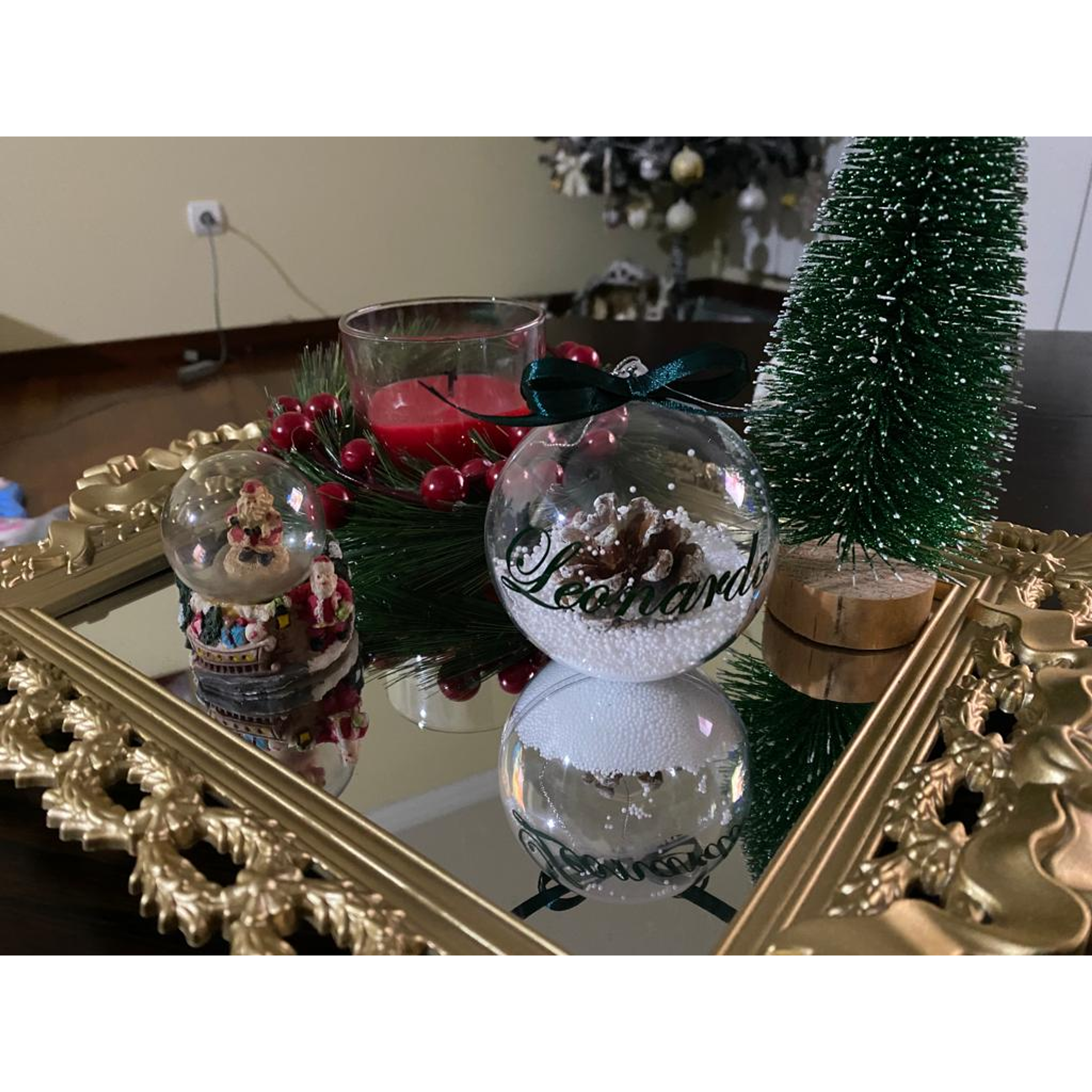 Bola Natal Acrílico Nome Verde 3 3