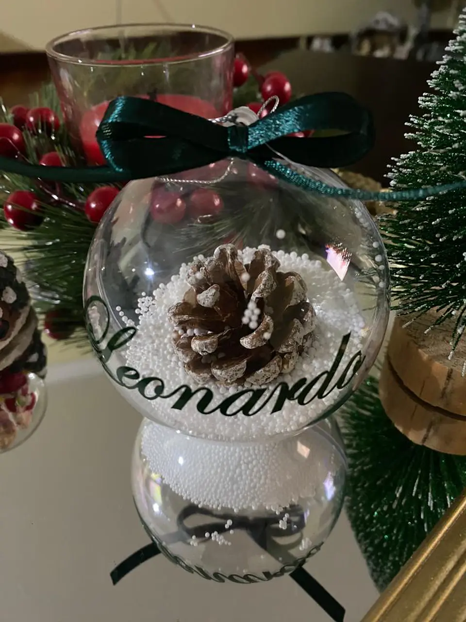 Bola Natal Acrílico Nome Verde 3 4