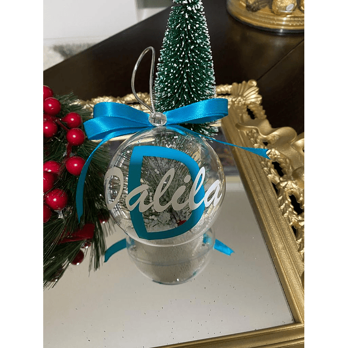 Bola Natal Acrílico Nome Azul bebe 1 2
