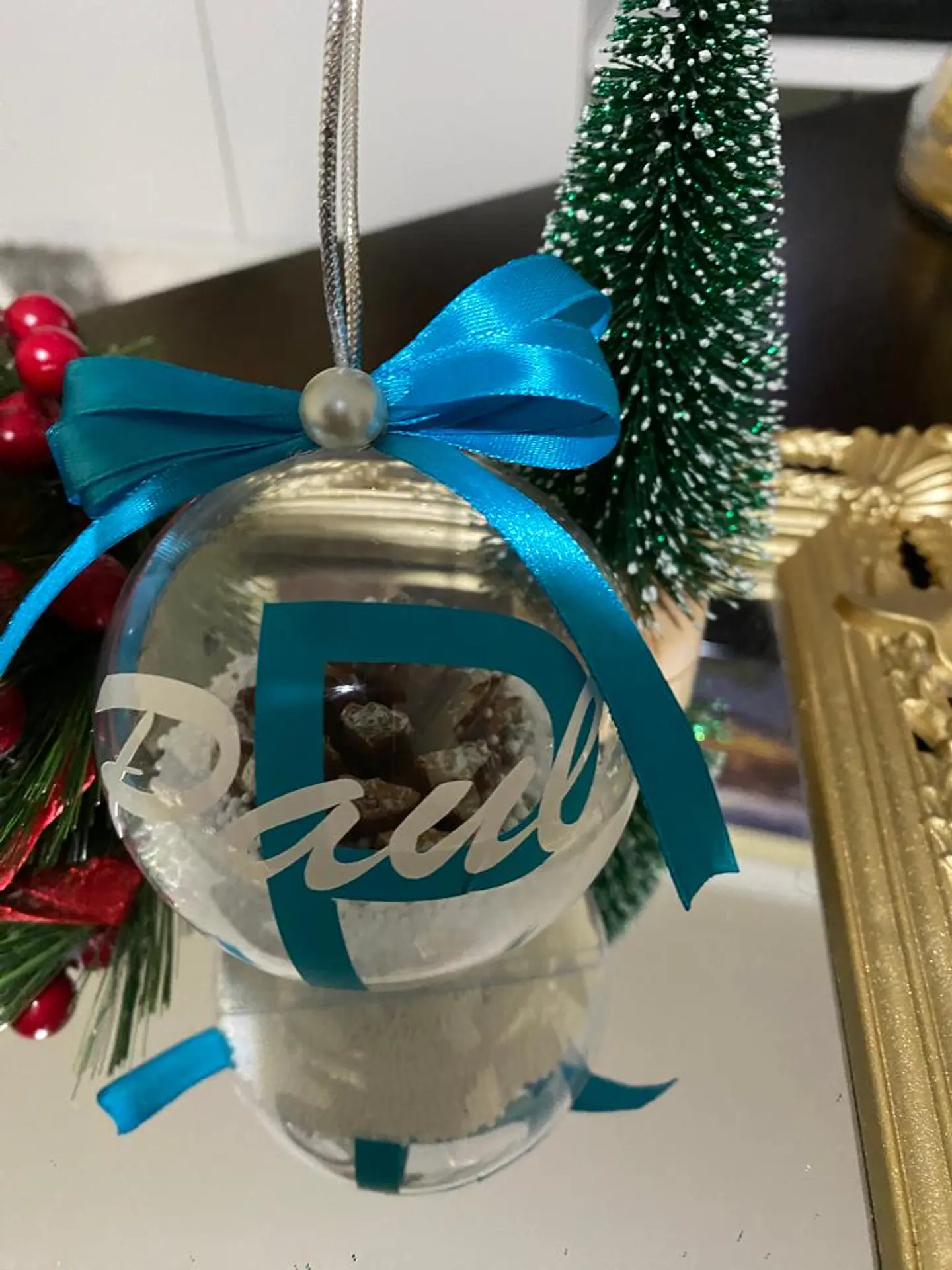 Bola Natal Acrílico Nome Azul bebe 1 4