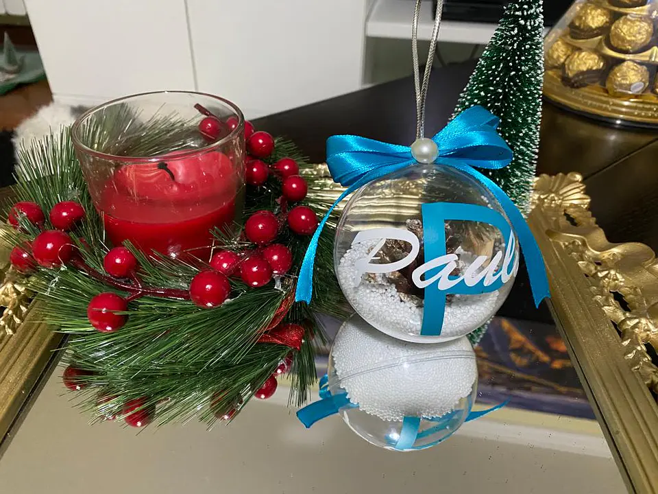 Bola Natal Acrílico Nome Azul bebe 1 5
