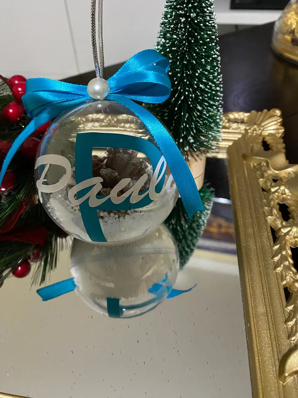 Bola Natal Acrílico Nome Azul bebe 1 1