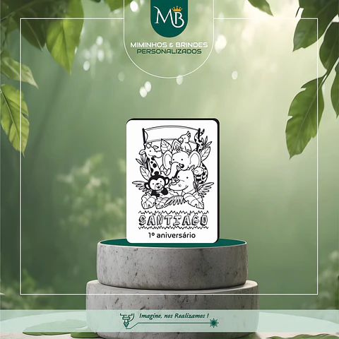 Íman Lembrança de Aniversário – Tema Selva 🦁🐒🦓