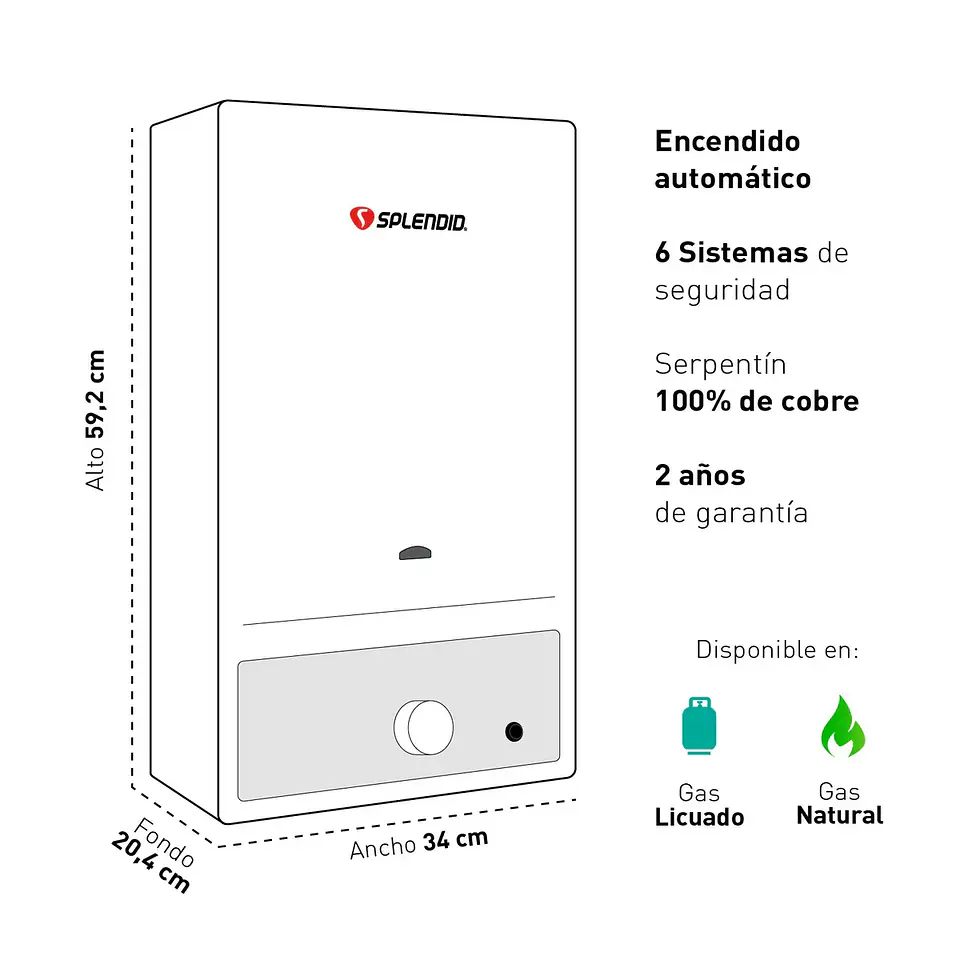 Calefont Gas Licuado 10 Litros 2