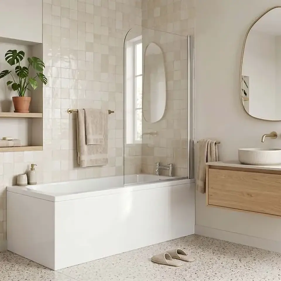 Mampara Ducha Tina Style Abatible Vidro Templado Ángulo Curvo 900x1400 mm 2