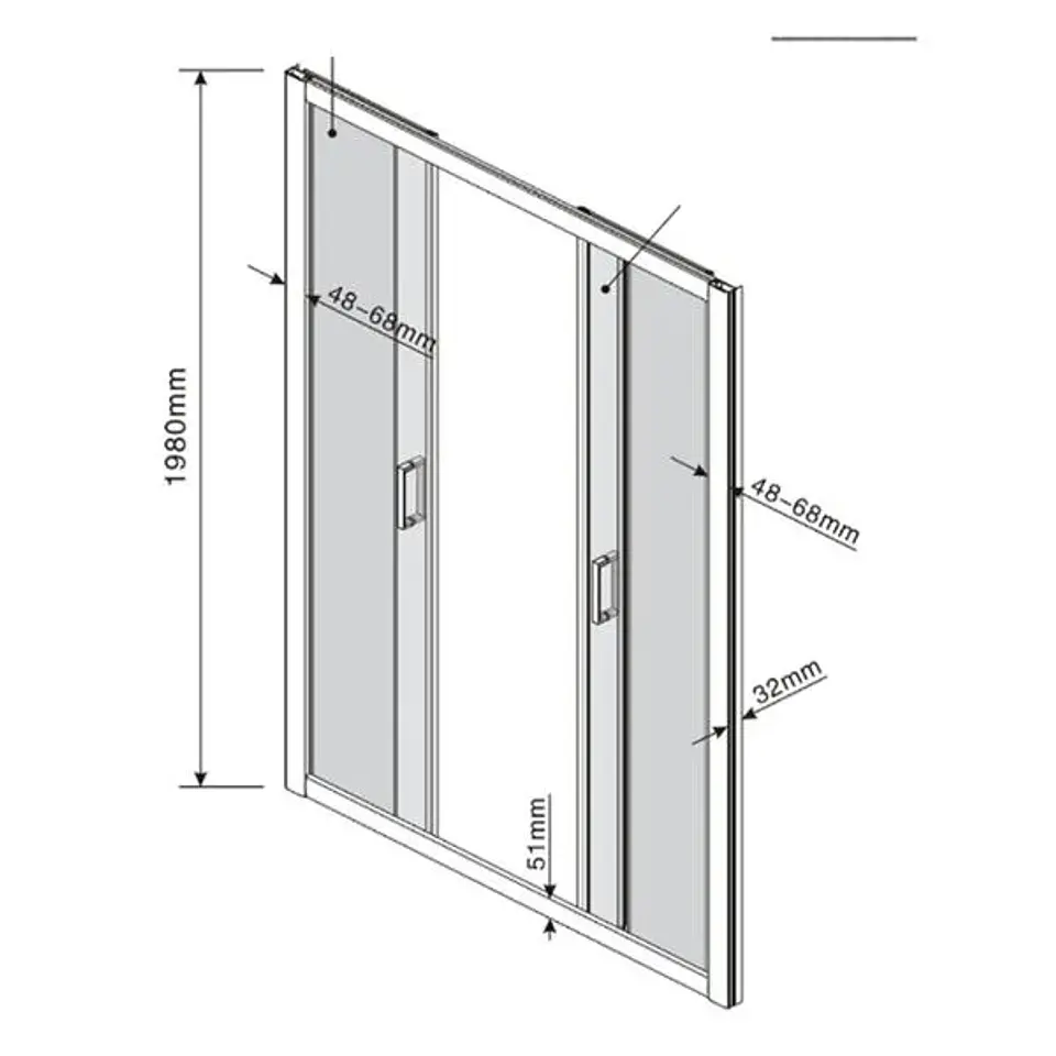 Mampara Ducha Style Corredera Central Vidro Templado 1500x1980 mm 3