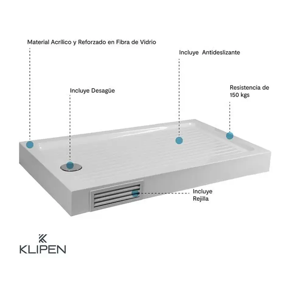 Receptáculo Zen con Desagüe y Panel de Registro Blanco 1800x800 mm 6