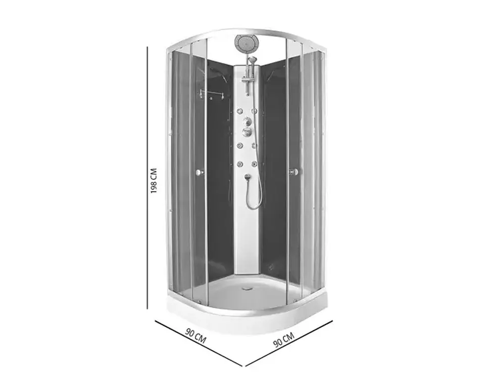 Cabina 198x90x90 cm Curva 6 Jets negro 6