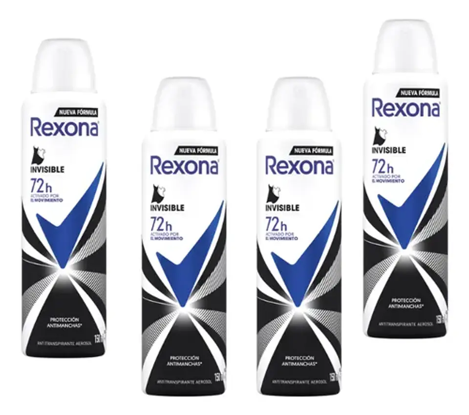 Desodorante aerosol Rexona Invisible Mujer 72h - Pack 4 un. 1
