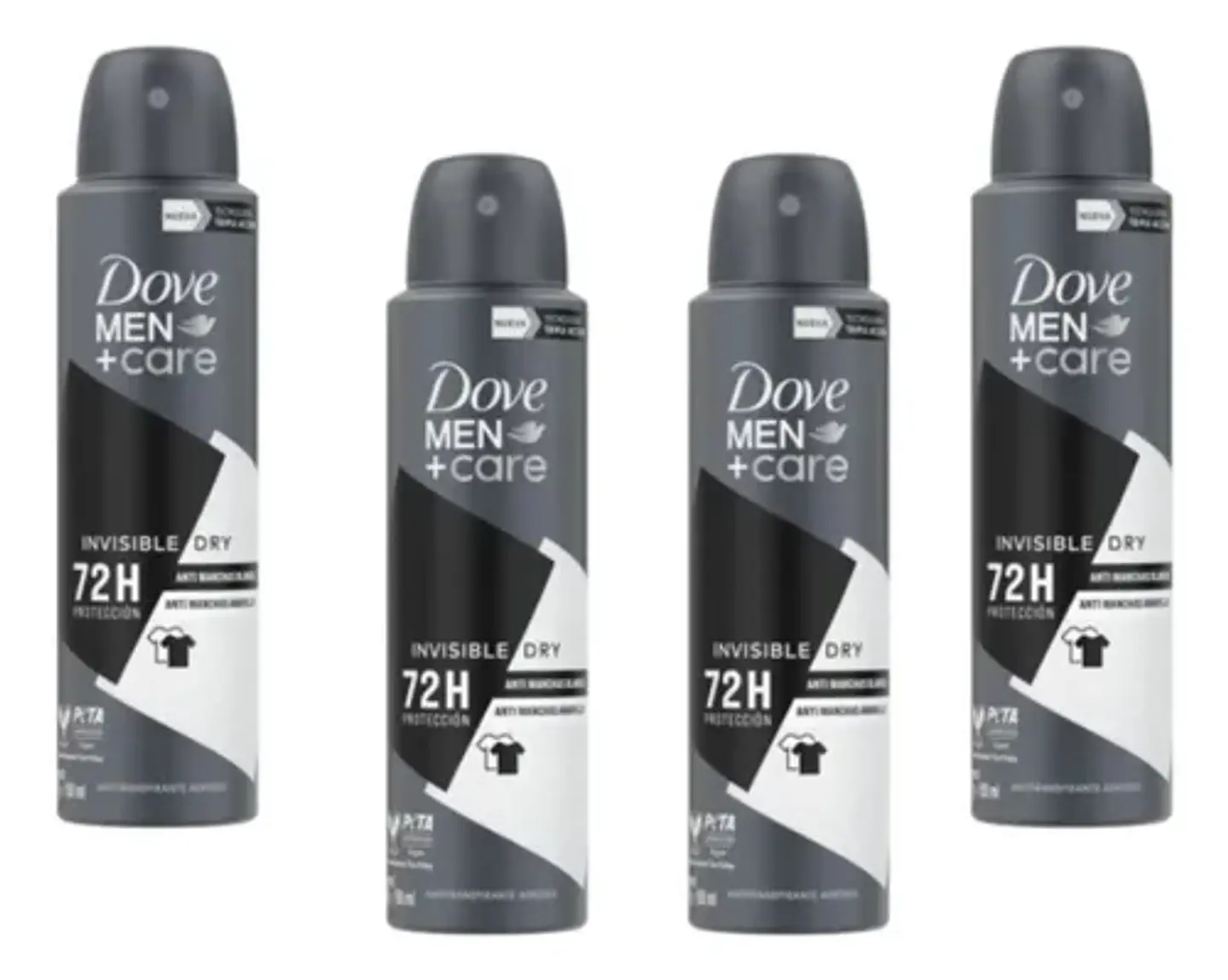 Desodorante aerosol Dove Men+Care Invisible Dry 72h - Pack 4 un. 1