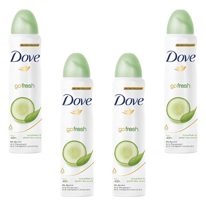 Desodorante Dove Go Fresh Pepino & Té Verde 48h Pack 4 Un Pepino Y Té Verde 1