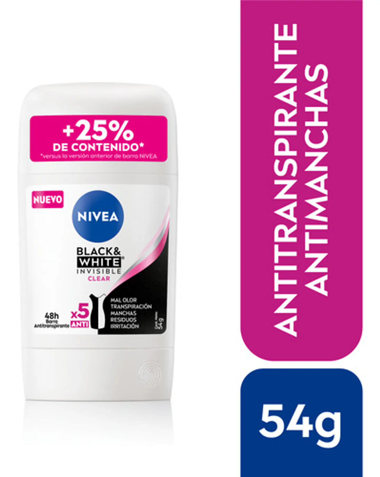 Desodorante Nivea Mujer Black&white Clear 72h 54g 1