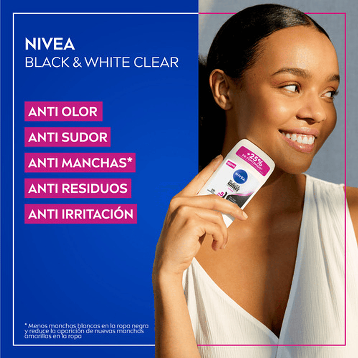 Desodorante Nivea Mujer Black&white Clear 72h 54g 2
