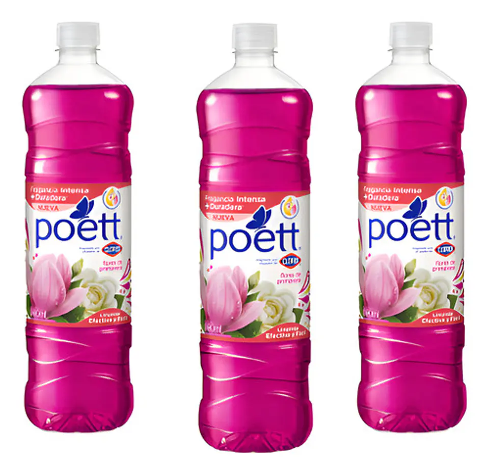 Poett Con Ayudin Flores Primavera 900ml Pack 3u Limpiapisos 1
