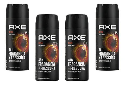 Desodorante Axe Musk Bs 48h Pack 4 Unidades Canela Y Ambar