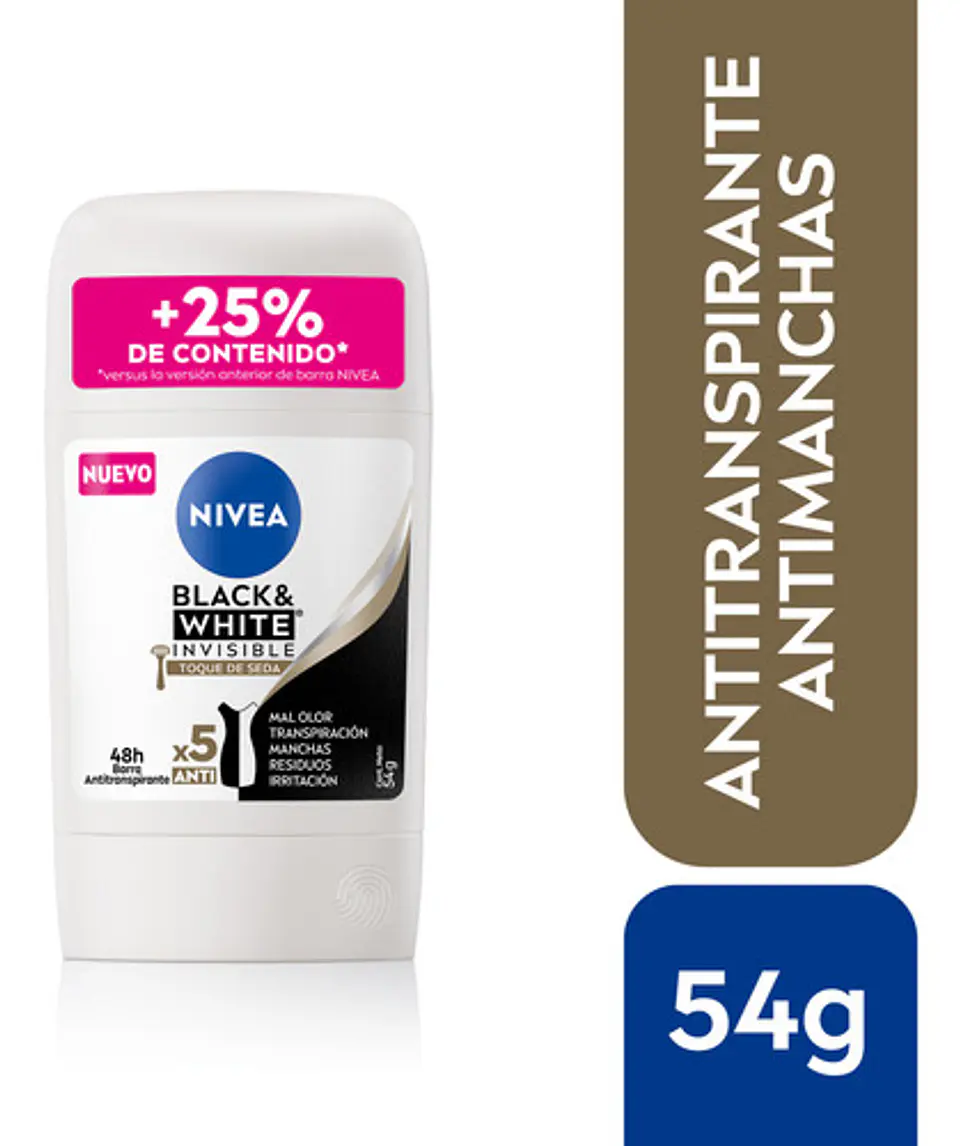 Desodorante Nivea Mujer Black&white Toque Seda 72h 54g 1
