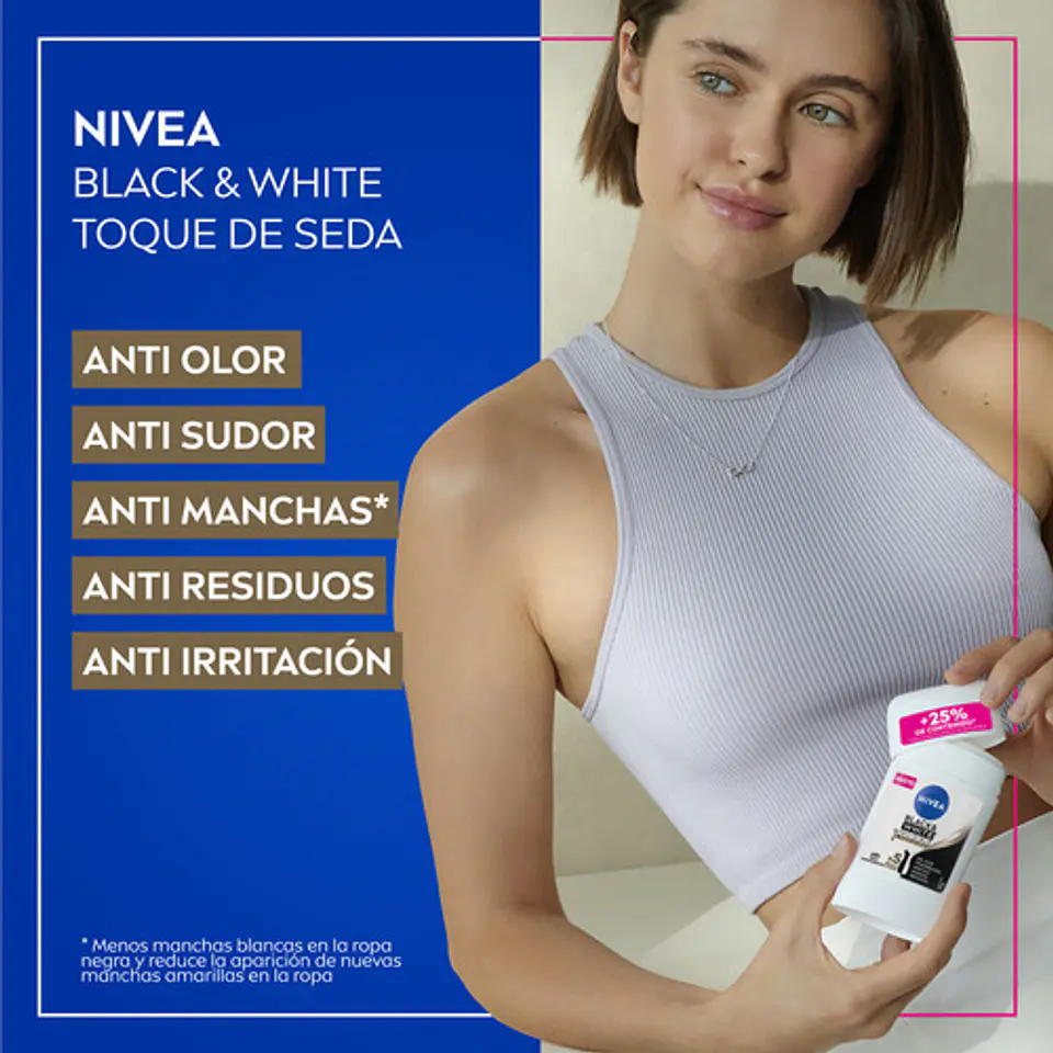 Desodorante Nivea Mujer Black&white Toque Seda 72h 54g 2