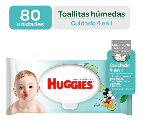 Toallitas Húmedas Huggies 4 En 1 | 80 Unidades