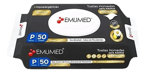 Emumed Toallita Humeda Adulto Premium - 50 - Unidad - 1 - Paquete