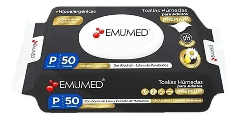 Emumed Toallita Humeda Adulto Premium - 50 - Unidad - 1 - Paquete 1