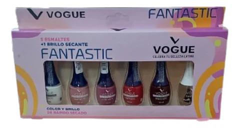 Set Fantastic 5 Esmaltes + 1 Brillo Secante 2024 Vogue Color Variado