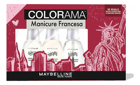 Set Manicure Francesa Maybelline Colorama Esmaltes + Brillo Color Blanco