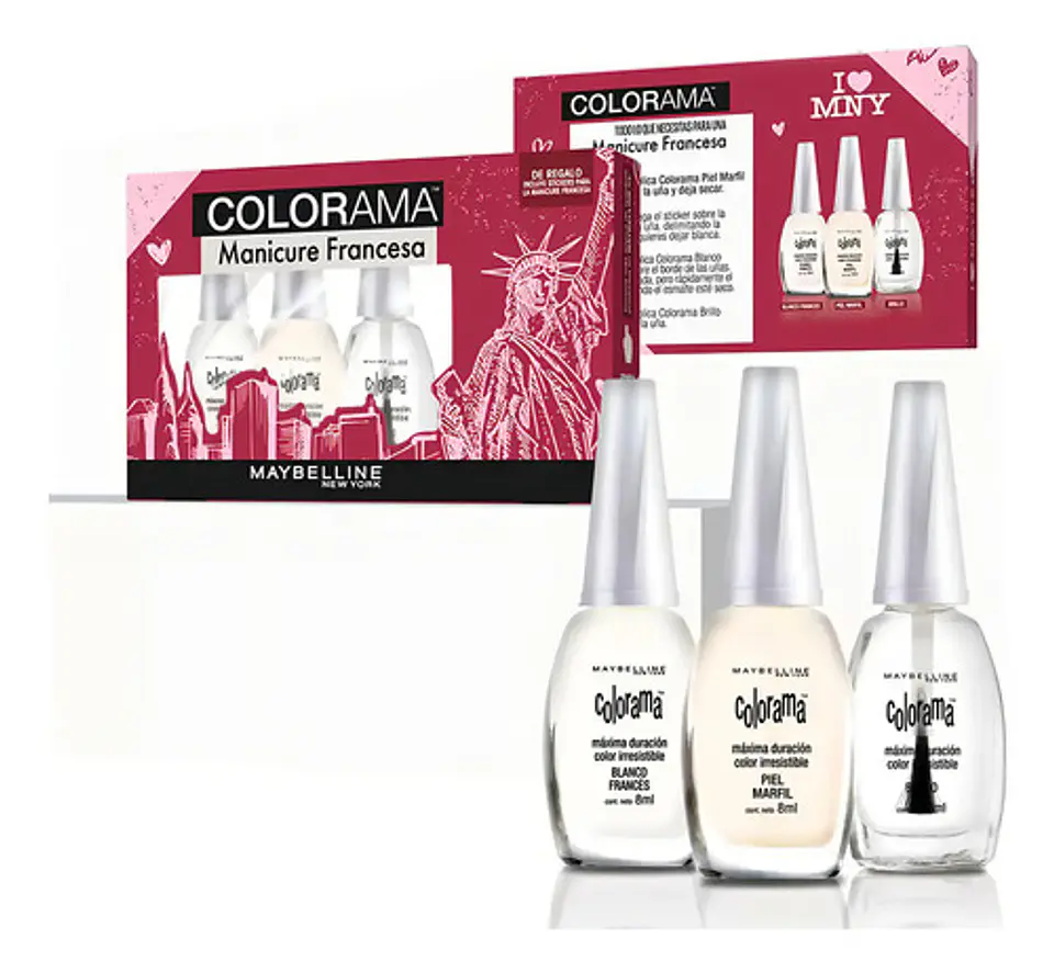 Set Manicure Francesa Maybelline Colorama Esmaltes + Brillo Color Blanco 2